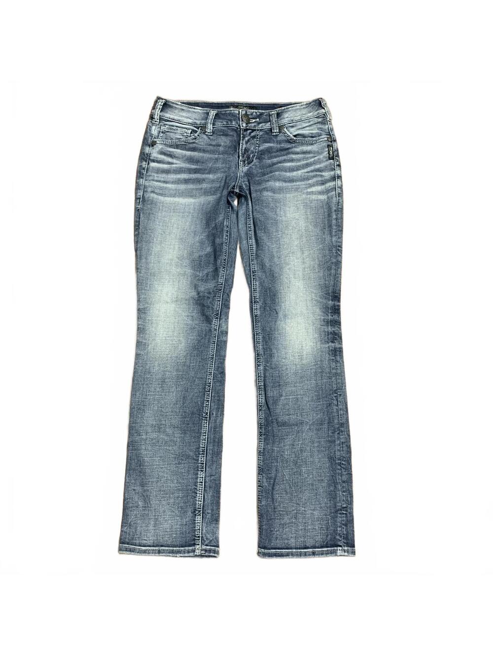 Y2K Silver Jeans 29 Blue Acid Wash Mid Rise Straight Leg Jeans
